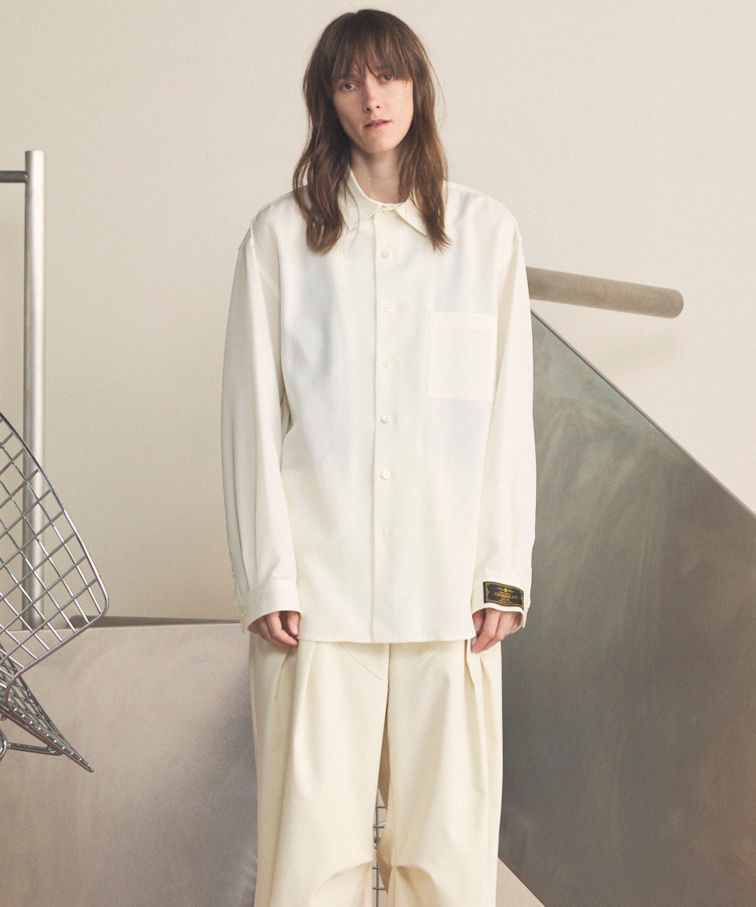 4 Colors Chambray Washable Wool Prime-Over Regular Collar Shirt