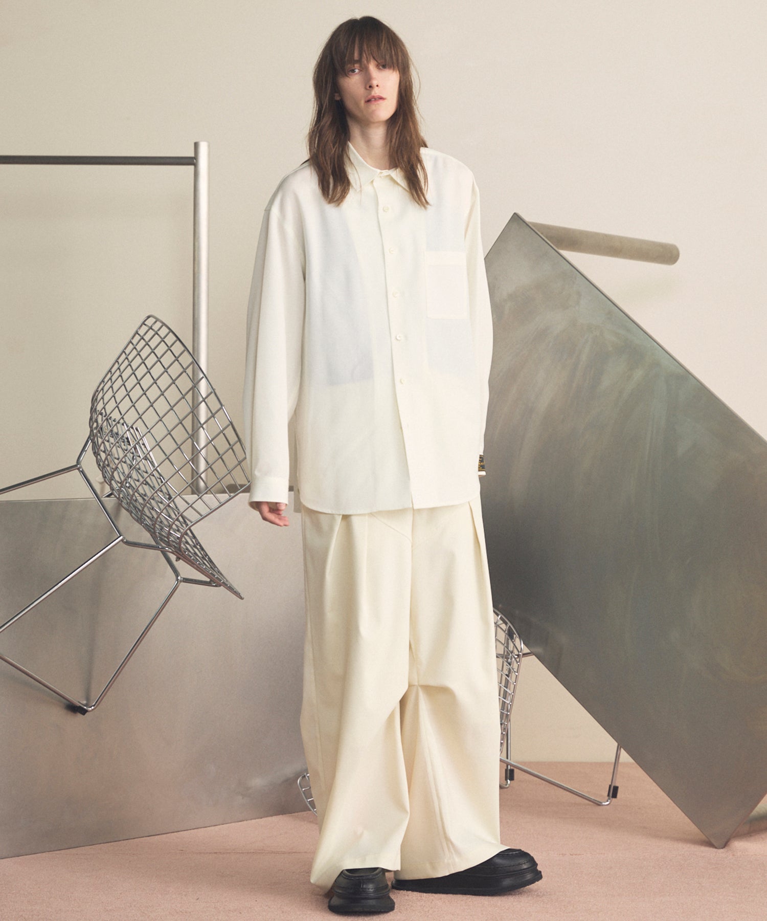 4 Colors Chambray Washable Wool Peaked Lapel Double Breasted Jacket