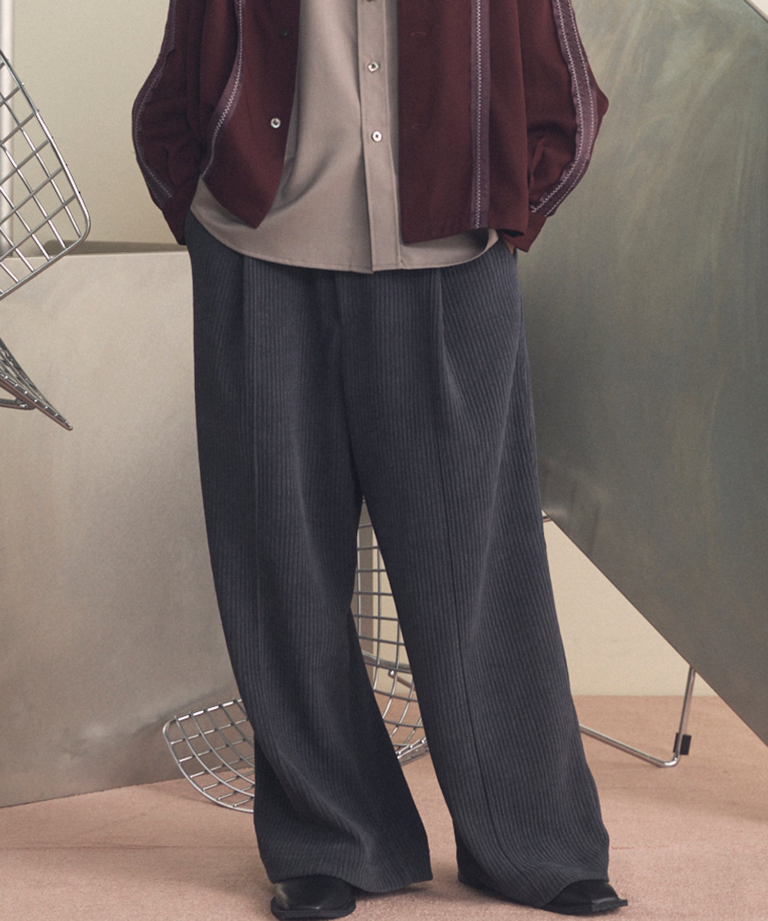 Chenille Yarn Corduroy Prime-Wide Easy Pants