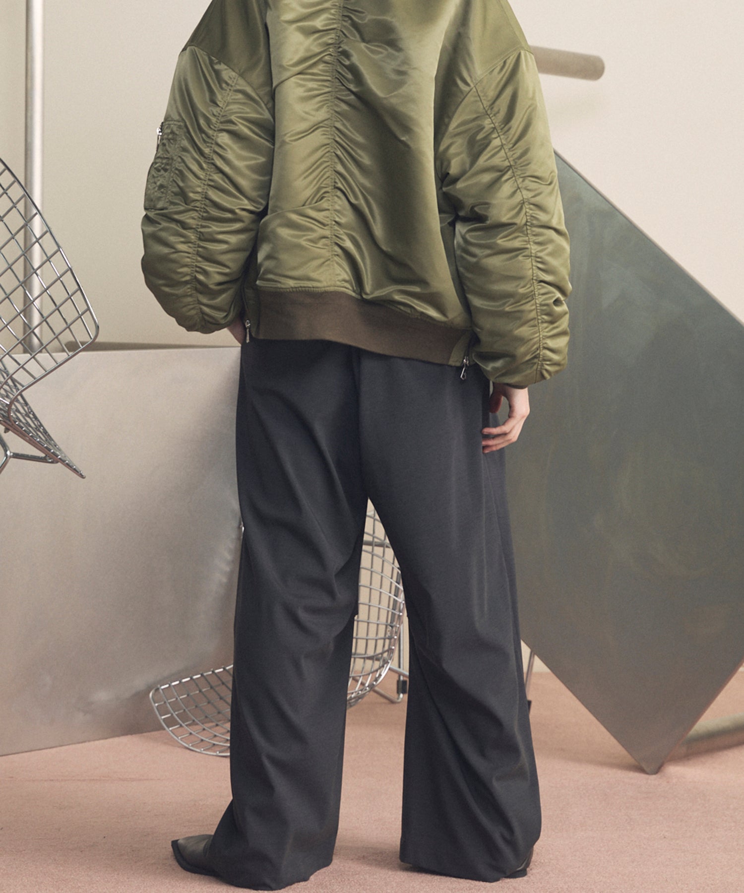 4 Colors Chambray Washable Wool Peaked Lapel Double Breasted Jacket