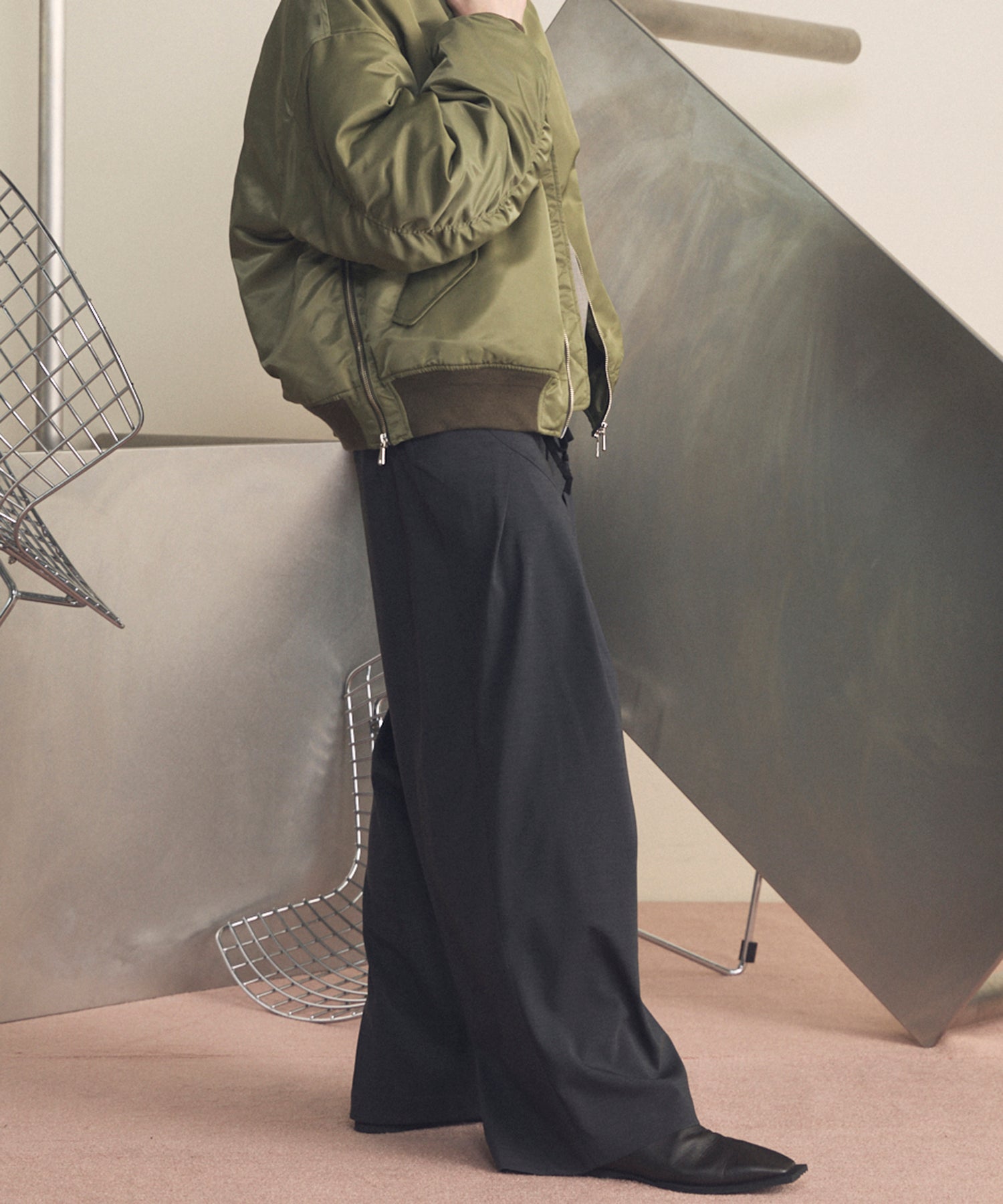 4 Colors Chambray Washable Wool Peaked Lapel Double Breasted Jacket