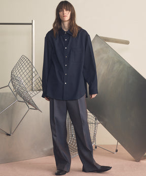 4种颜色Chambray可清洗羊毛盖的两种颜色宽两块宽裤子