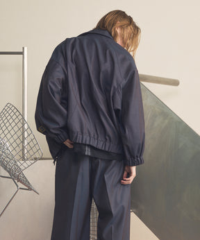 【26SS PRE-ORDER】4 Colors Chambray Washable Wool Prime-Over Switching Stand Collar Blouson