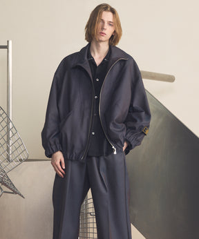 【26SS PRE-ORDER】4 Colors Chambray Washable Wool Prime-Over Switching Stand Collar Blouson