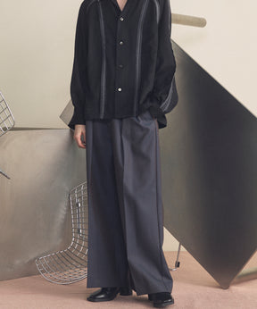 4种颜色Chambray可清洗羊毛盖的两种颜色宽两块宽裤子