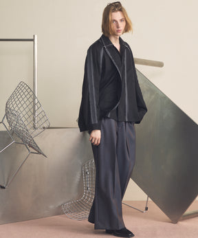 4种颜色Chambray可清洗羊毛盖的两种颜色宽两块宽裤子