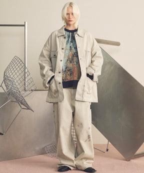 4 색 샹 브레이 세탁 가능한 양모 피크 라펠 더블 가슴 재킷