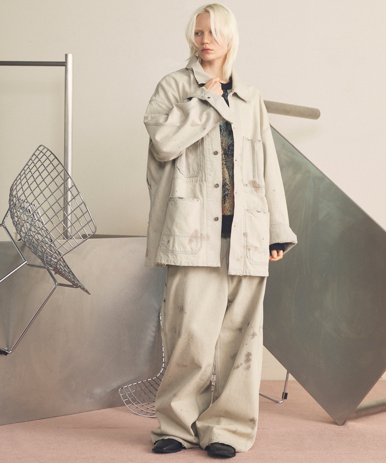 4 색 샹 브레이 세탁 가능한 양모 피크 라펠 더블 가슴 재킷