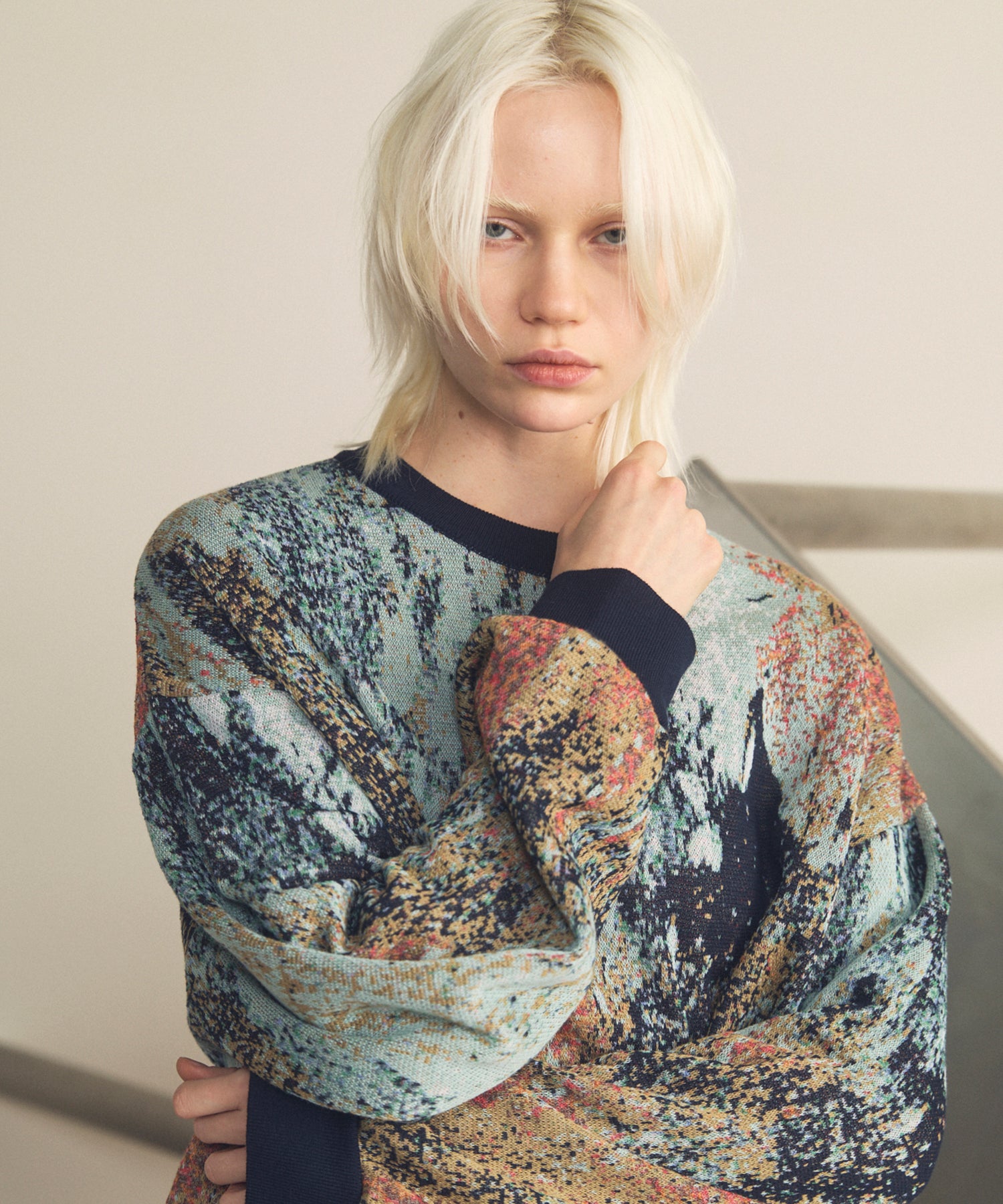 4 색 샹 브레이 세탁 가능한 양모 피크 라펠 더블 가슴 재킷