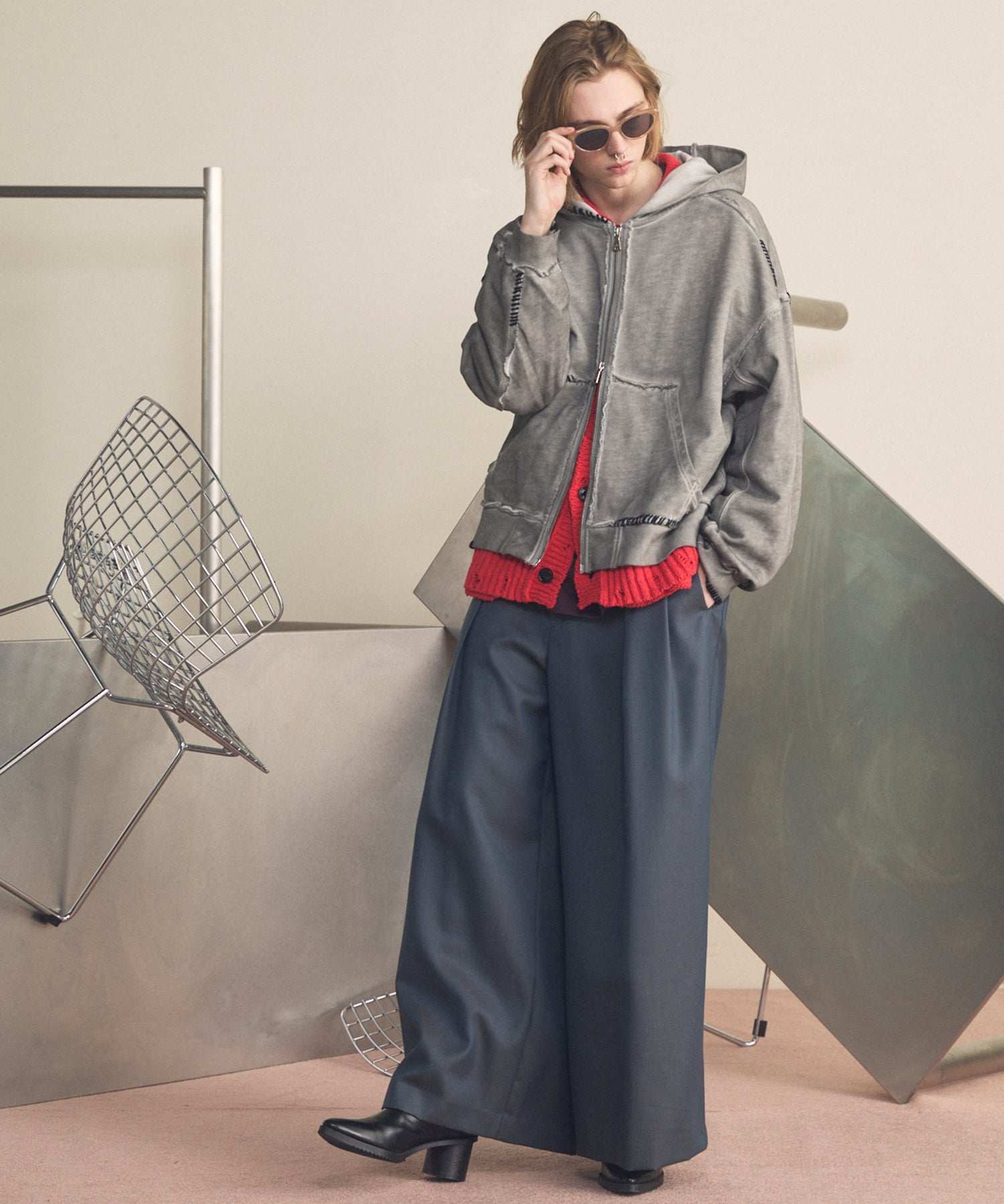 4 색 샹 브레이 세탁 가능한 양모 피크 라펠 더블 가슴 재킷