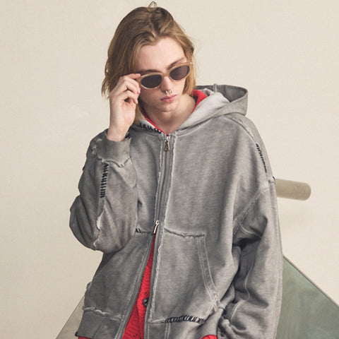 Over-Dye Embroidery Prime-Over Sweat Zip Hoodie