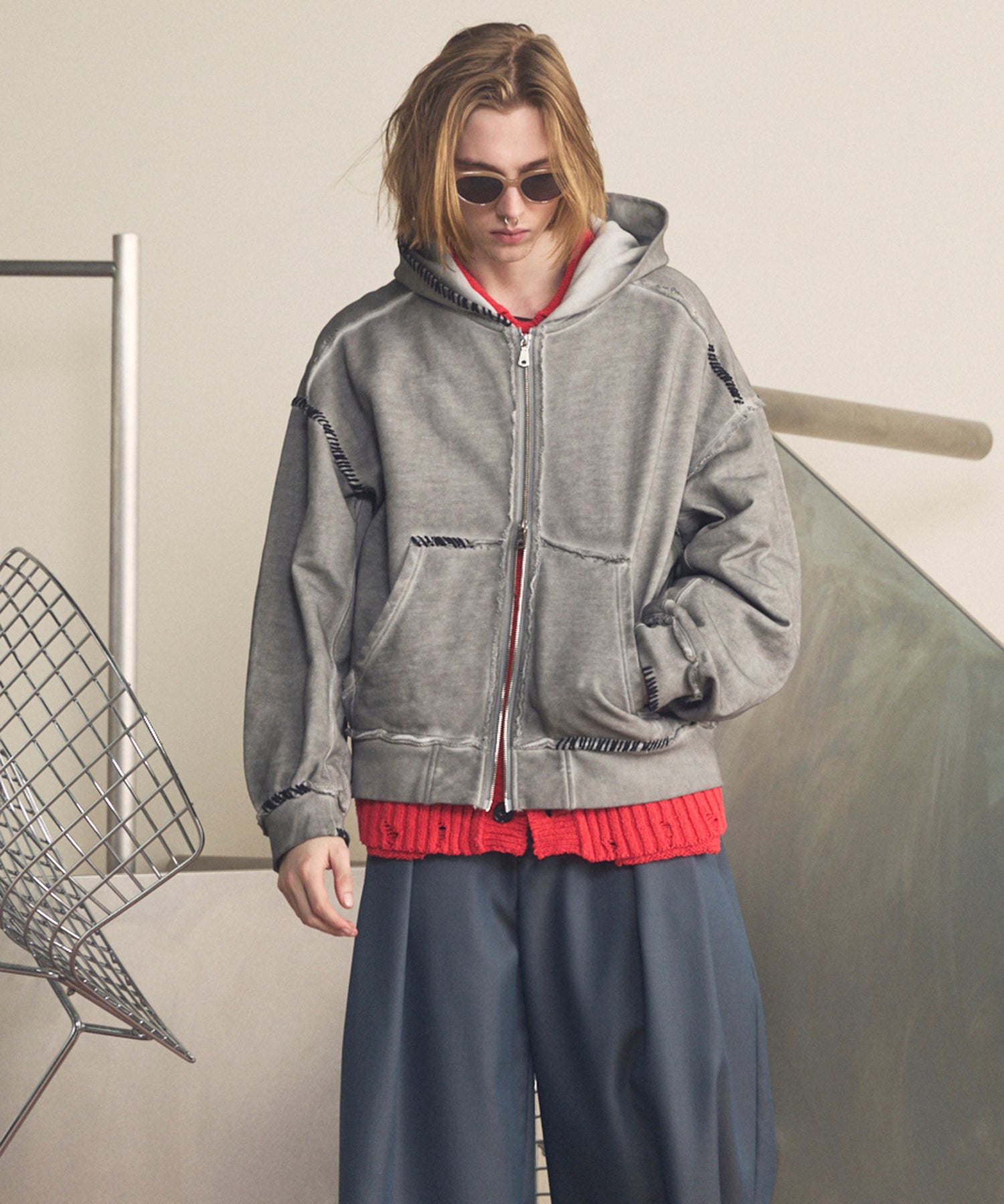 Over-Dye Embroidery Prime-Over Sweat Zip Hoodie