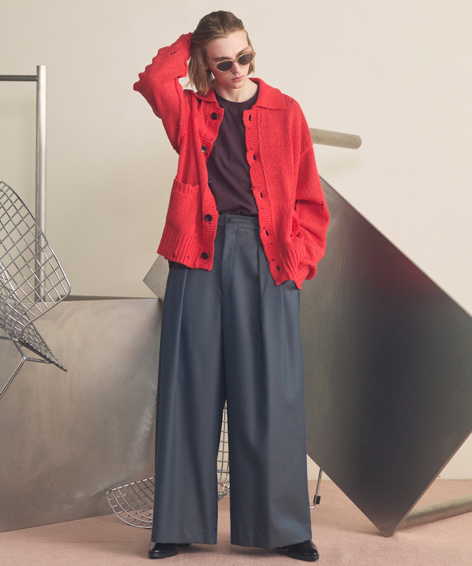 4 색 샹 브레이 세탁 가능한 양모 피크 라펠 더블 가슴 재킷