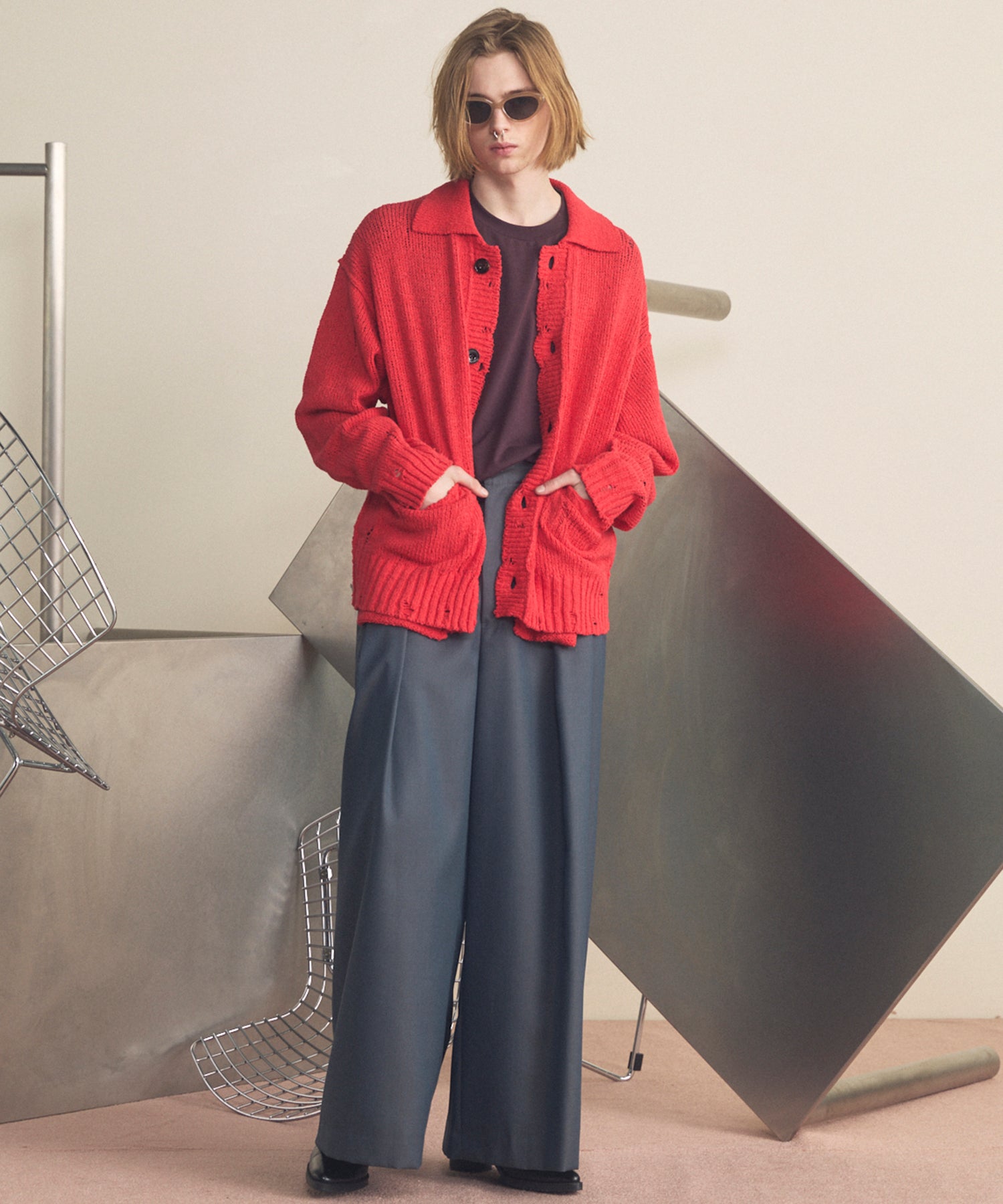 艺术家图形刺绣Prime-Over船长颈长袖T恤