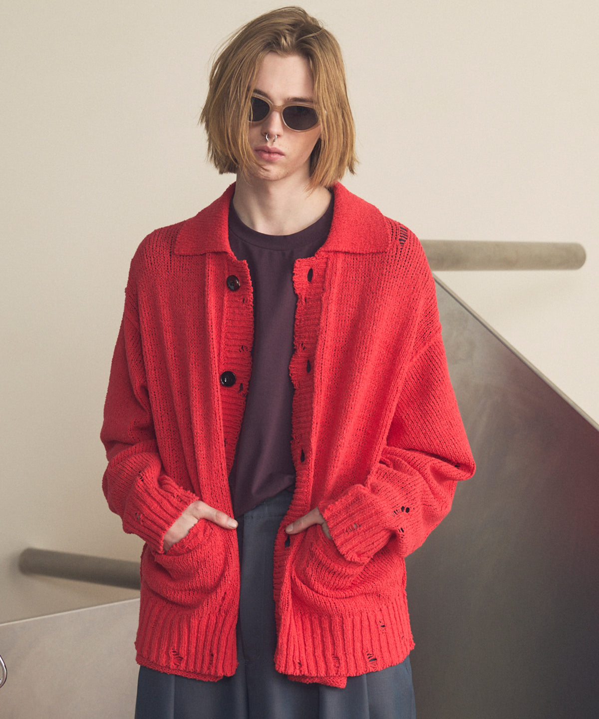 4 색 샹 브레이 세탁 가능한 양모 피크 라펠 더블 가슴 재킷