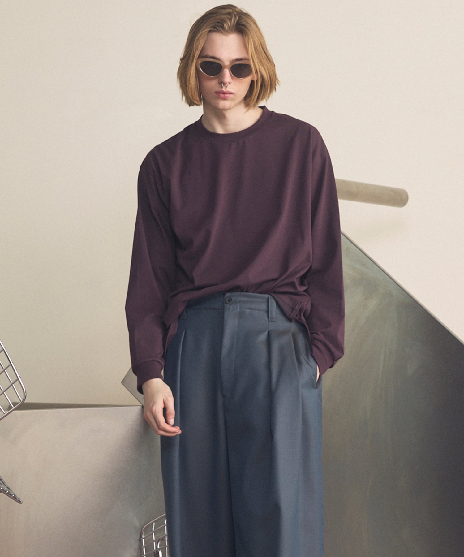 艺术家图形刺绣Prime-Over船长颈长袖T恤