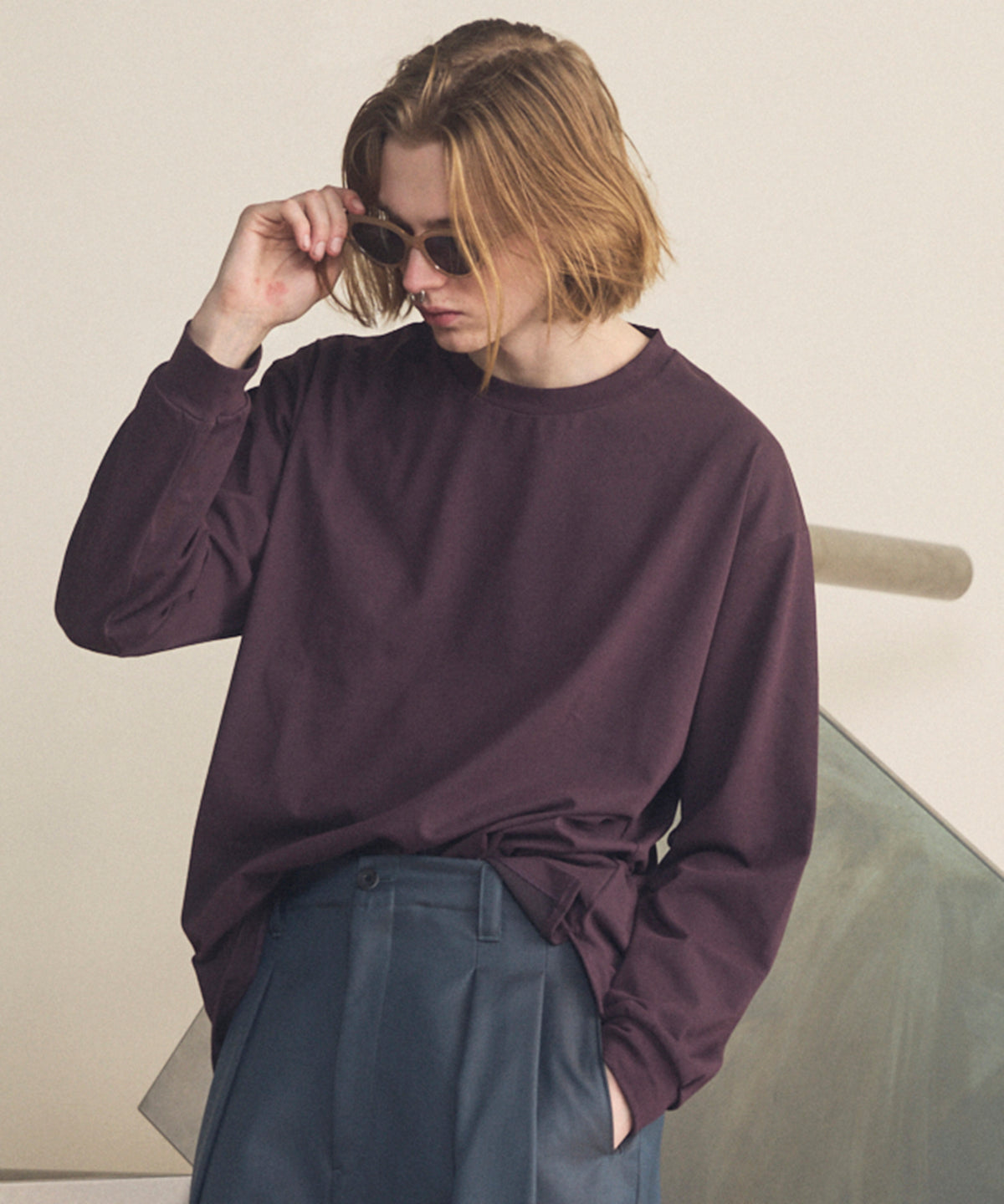 ECIL Plating Prime-Over Crew Neck Long Sleeve T-Shirt