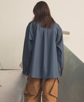 4 Colors Chambray Washable Wool Prime-Over Regular Collar Shirt