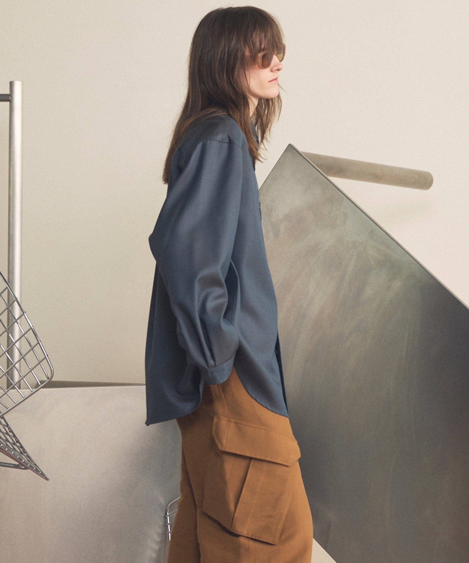 4 Colors Chambray Washable Wool Prime-Over Regular Collar Shirt