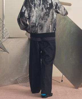 4 색 샹 브레이 세탁 가능한 양모 프라임 전역의 턱 넓은 바지