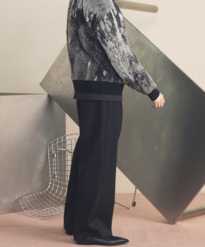 4 색 샹 브레이 세탁 가능한 양모 프라임 전역의 턱 넓은 바지