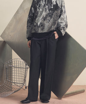 4 색 샹 브레이 세탁 가능한 양모 프라임 전역의 턱 넓은 바지