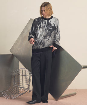 4 색 샹 브레이 세탁 가능한 양모 프라임 전역의 턱 넓은 바지