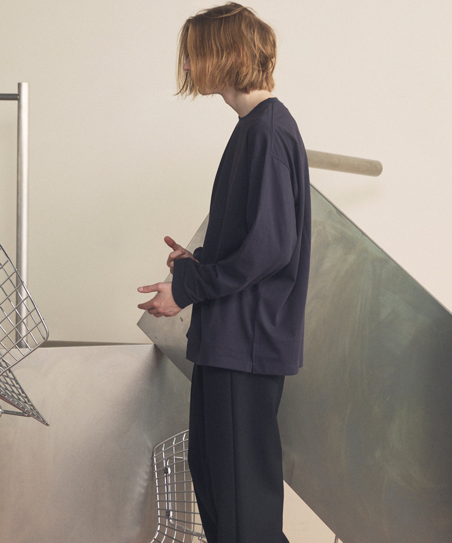 艺术家图形刺绣Prime-Over船长颈长袖T恤