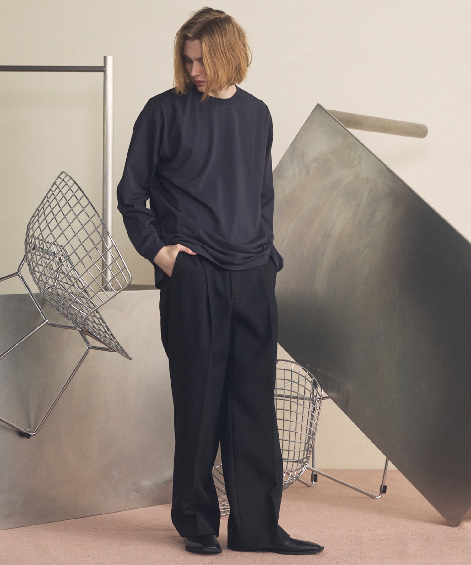 艺术家图形刺绣Prime-Over船长颈长袖T恤