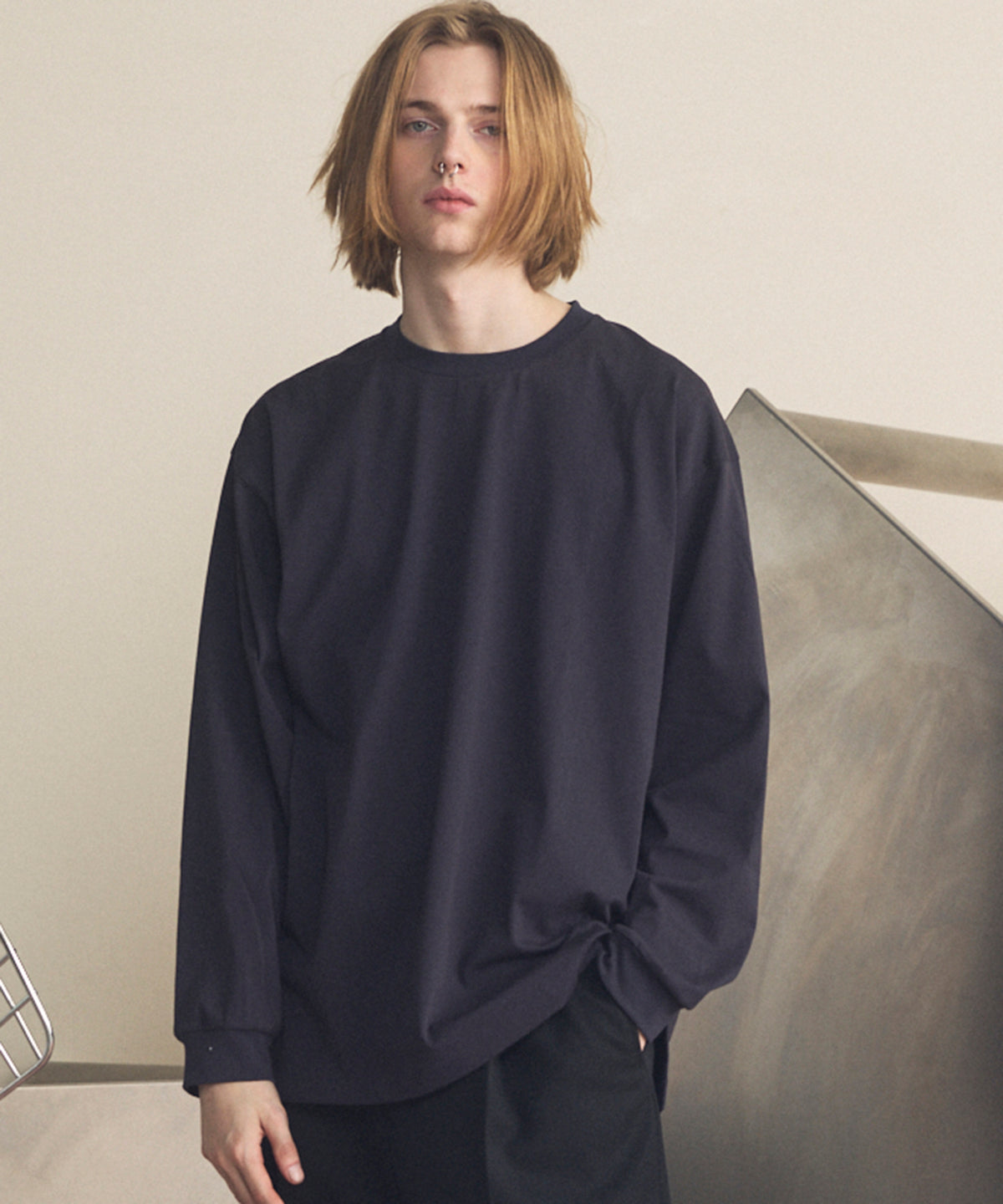 ECIL Plating Prime-Over Crew Neck Long Sleeve T-Shirt