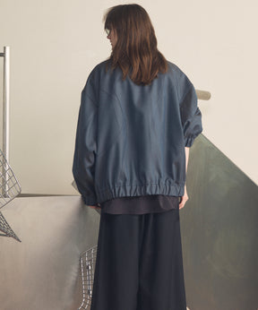 【26SS PRE-ORDER】4 Colors Chambray Washable Wool Prime-Over Switching Stand Collar Blouson