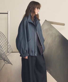 【26SS PRE-ORDER】4 Colors Chambray Washable Wool Prime-Over Switching Stand Collar Blouson