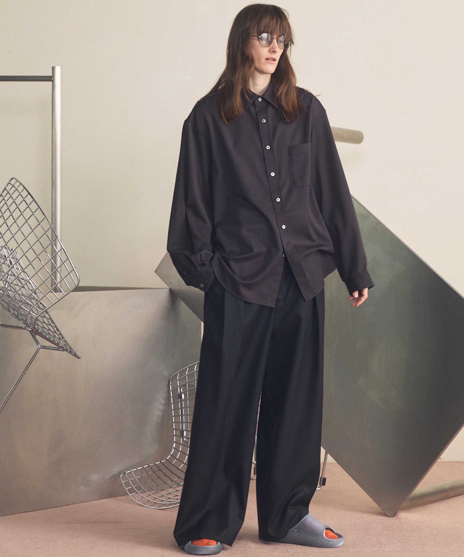 4 Colors Chambray Washable Wool Baggy Wide Pants