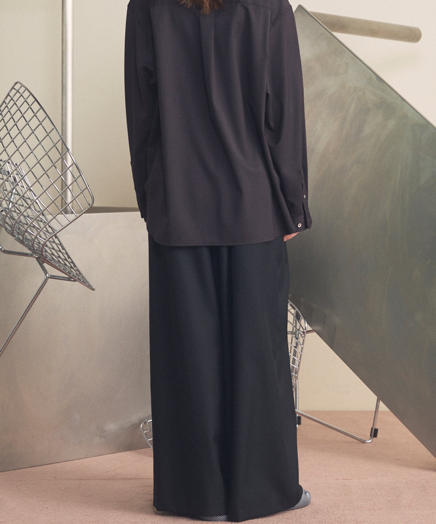 4 Colors Chambray Washable Wool Baggy Wide Pants