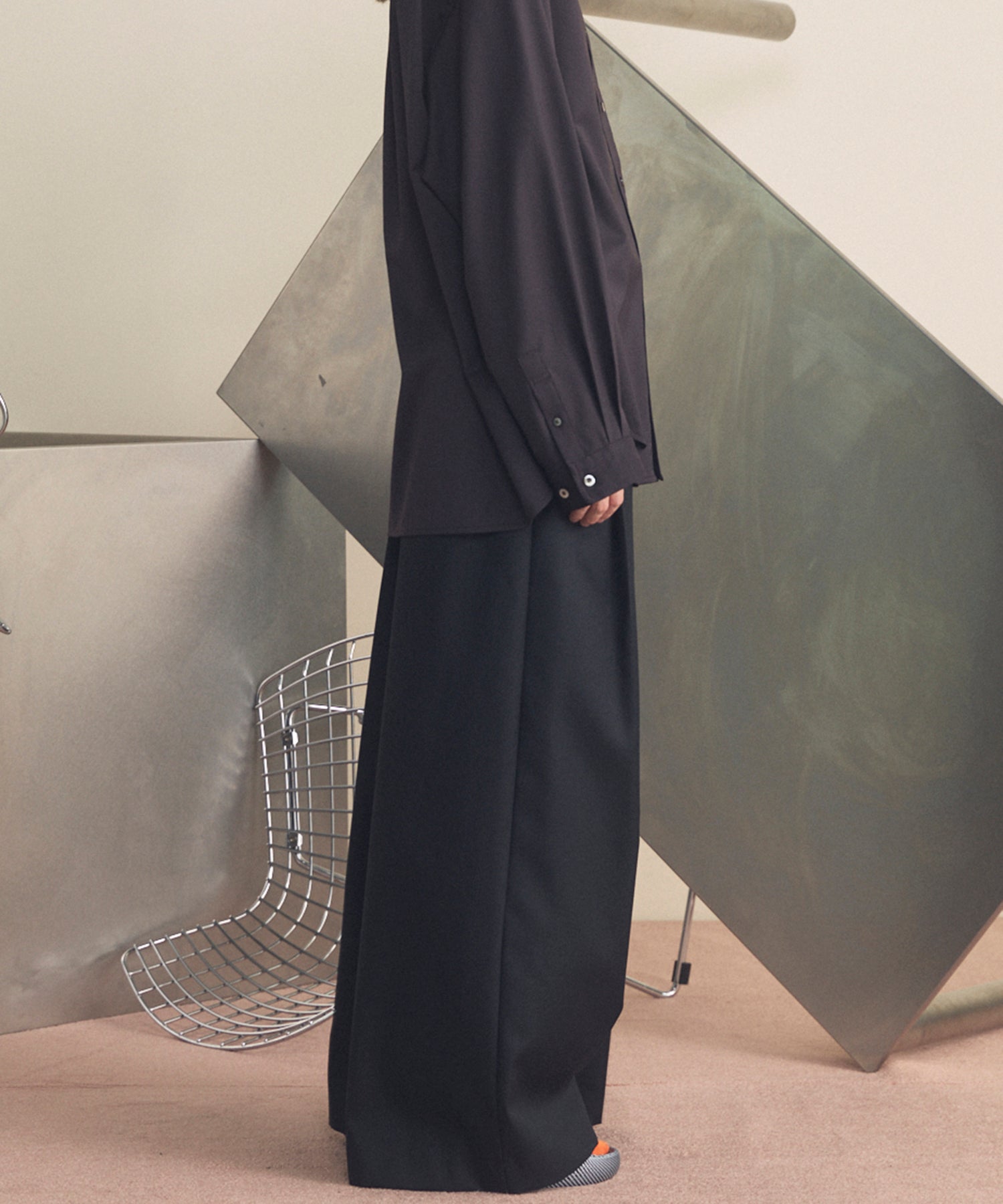 4 Colors Chambray Washable Wool Baggy Wide Pants