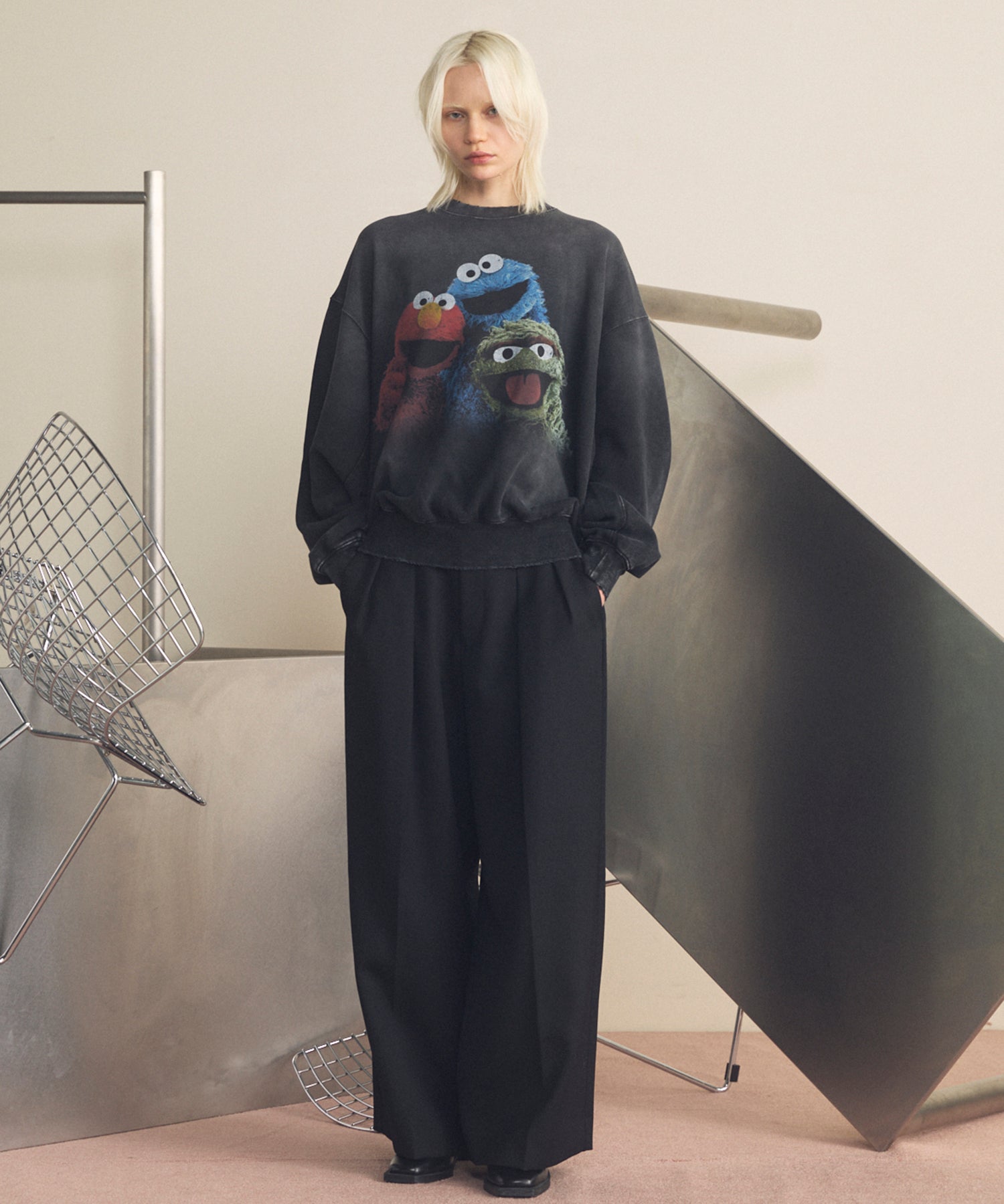 4种颜色Chambray可清洗羊毛盖的两种颜色宽两块宽裤子