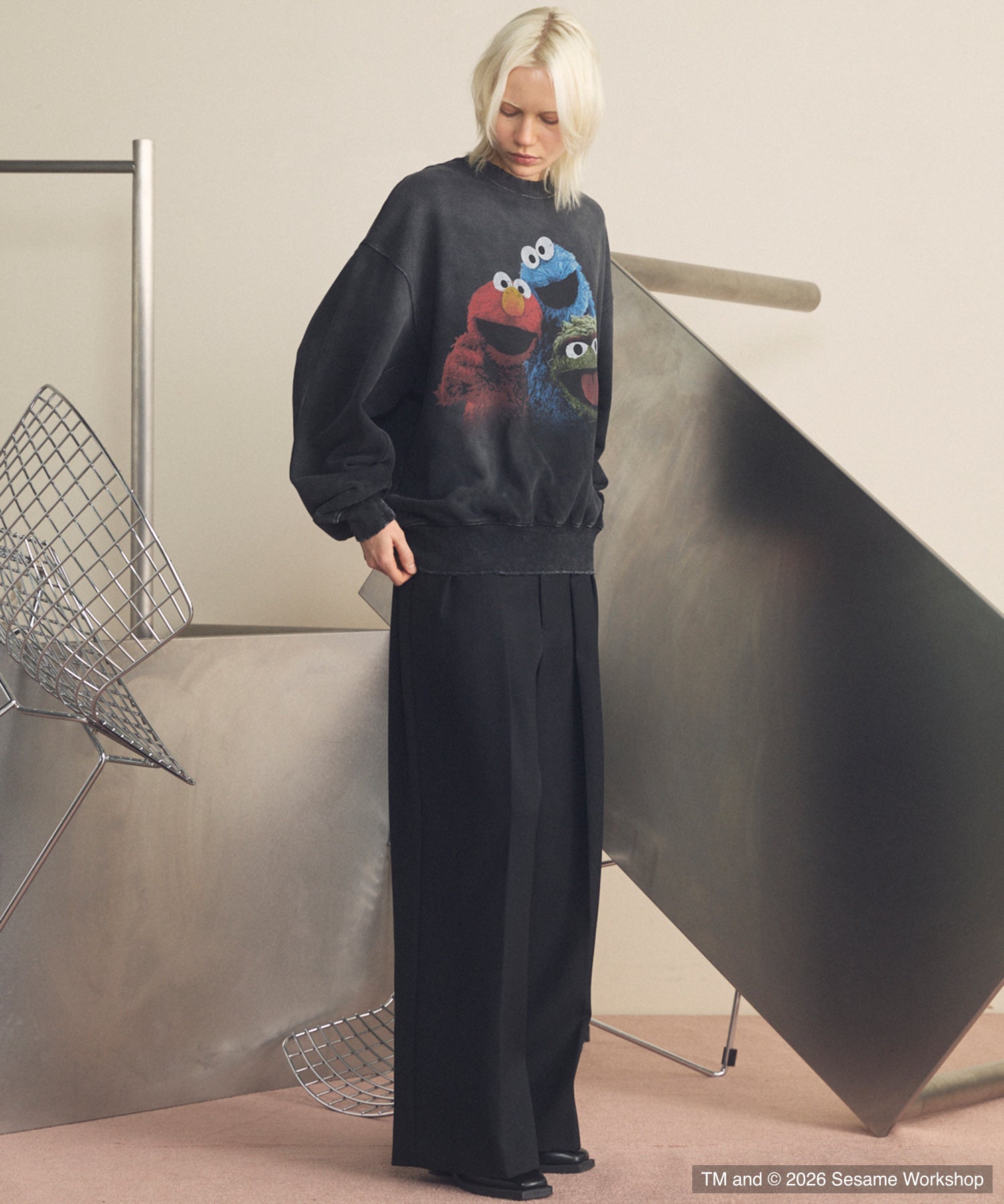 【MOVIE SERIES】「SESAME STREET」- Three Characters - Prime-Over Crew Neck Sweatshirt