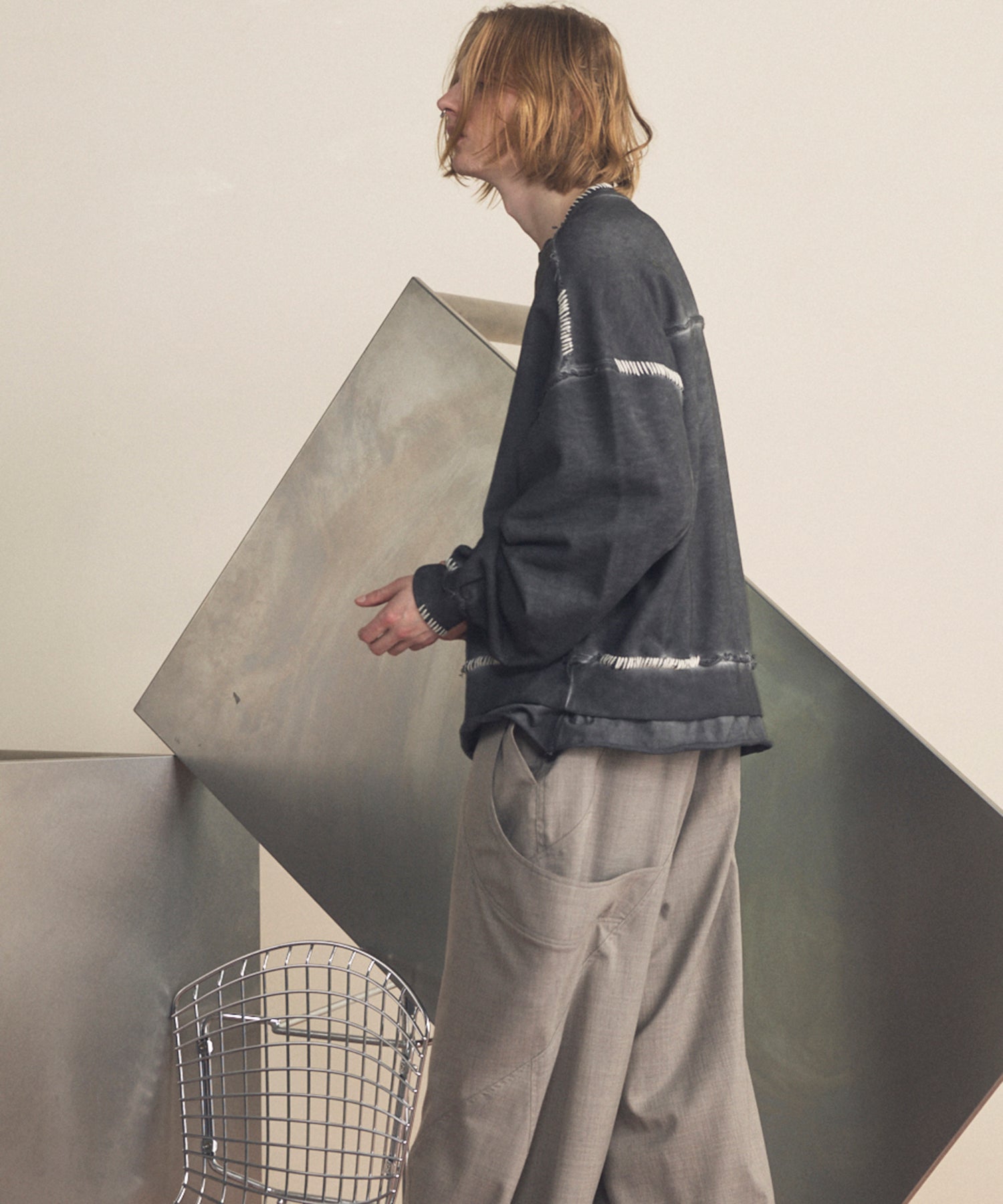 무거운 중량 땀 자수 손상 과다 염색 승무원 목 풀 오버