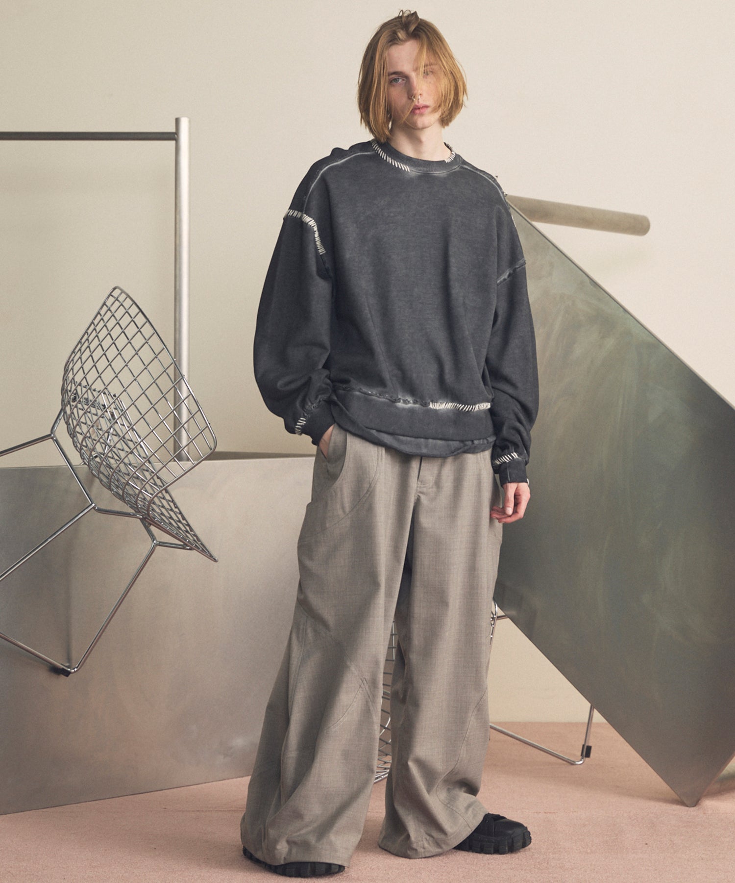 무거운 중량 땀 자수 손상 과다 염색 승무원 목 풀 오버