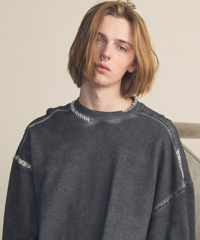 무거운 중량 땀 자수 손상 과다 염색 승무원 목 풀 오버