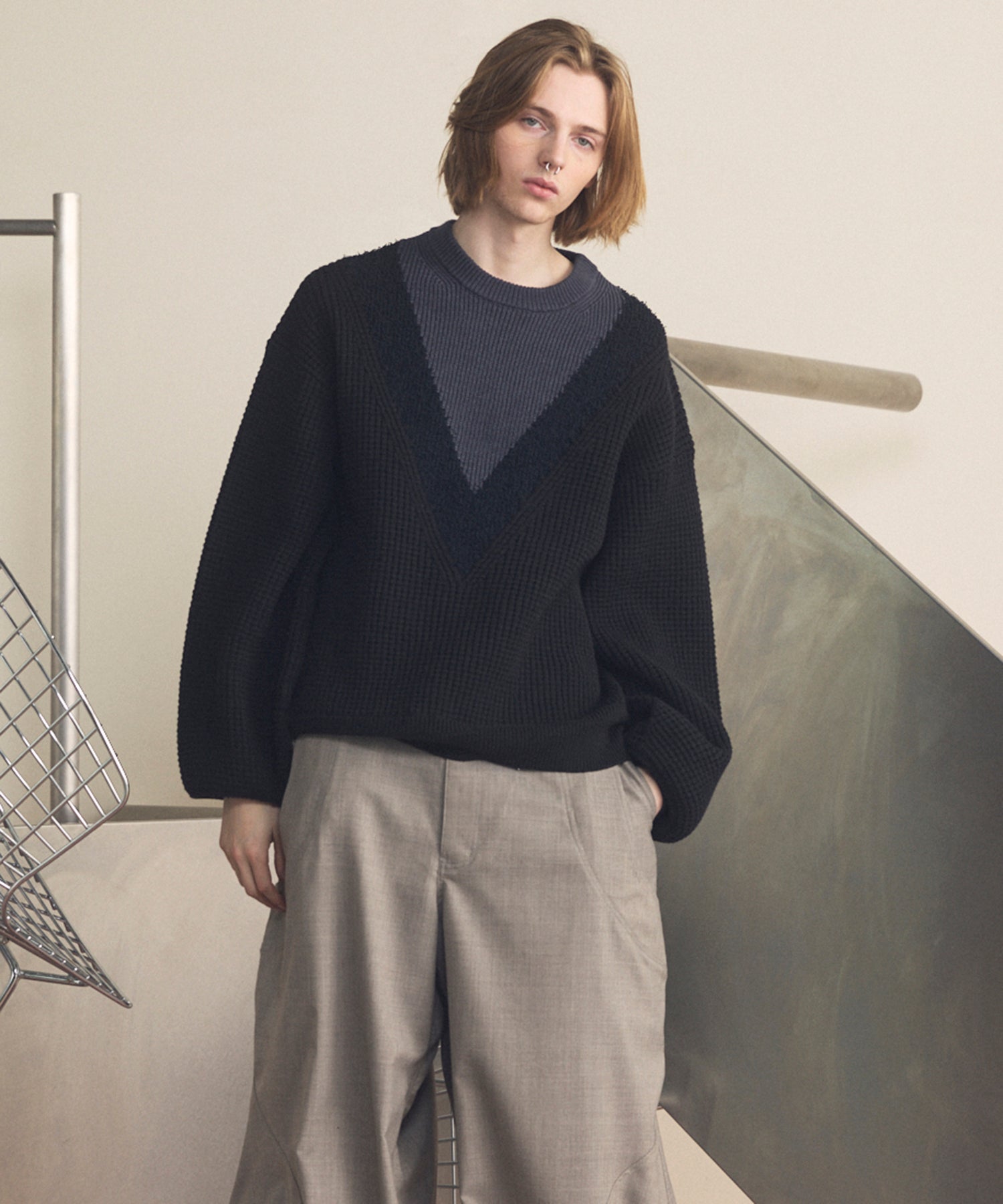 [26SS 预购] 棉质膨体腈纶混纺底漆渐变染色针织衫