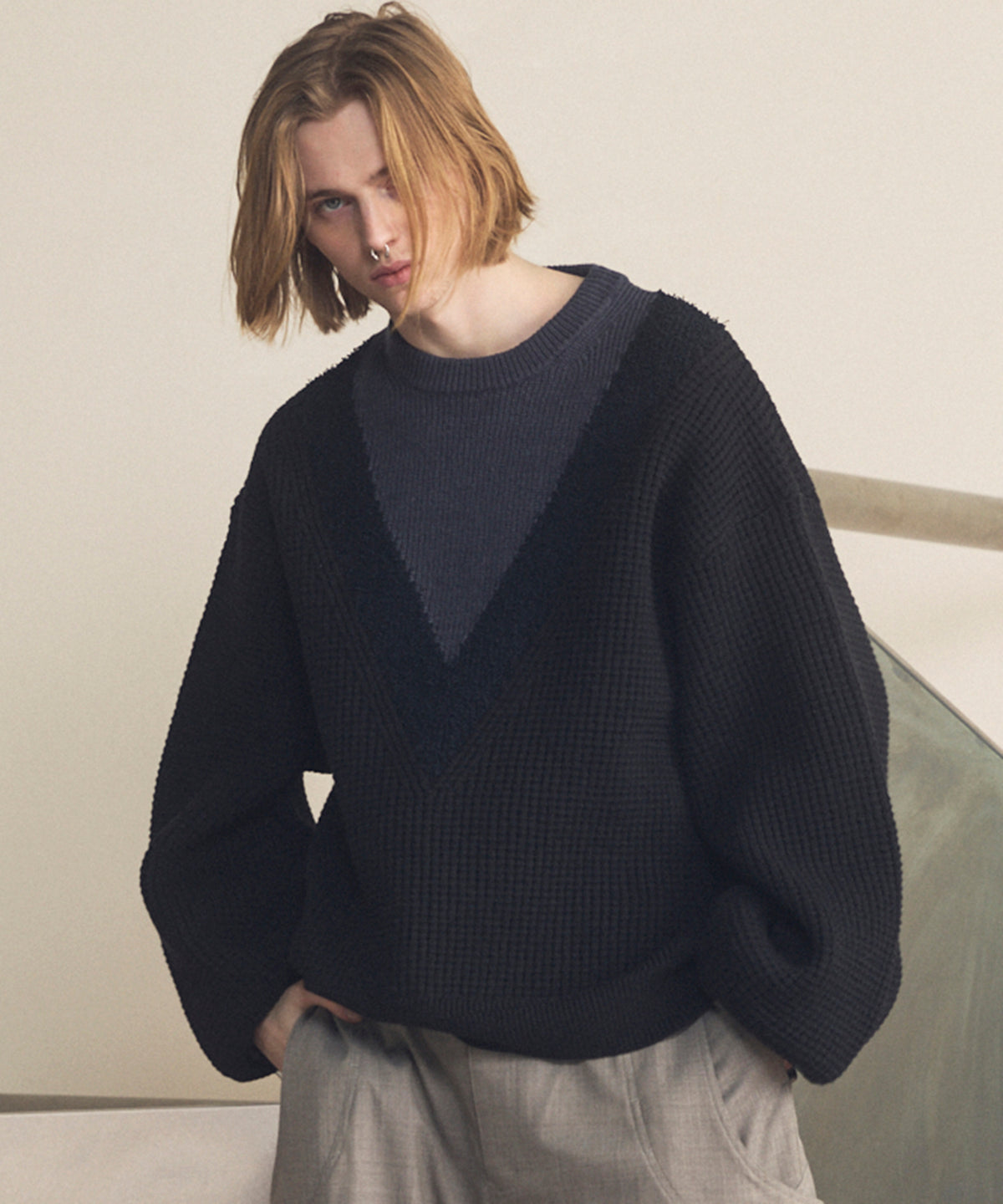 4 색 샹 브레이 세탁 가능한 양모 피크 라펠 더블 가슴 재킷