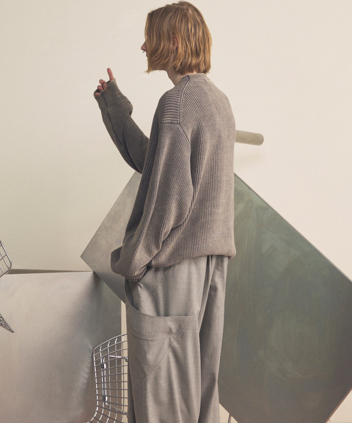 【26SS PRE-ORDER】【EVANGELION for MAISON SPECIAL】Prime-Over Crew Neck Distressed Knit