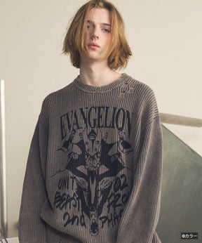 【26SS PRE-ORDER】【EVANGELION for MAISON SPECIAL】Prime-Over Crew Neck Distressed Knit