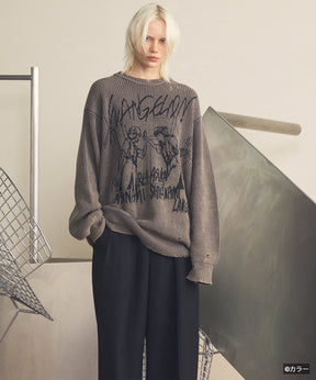 【26SS PRE-ORDER】【EVANGELION for MAISON SPECIAL】Prime-Over Crew Neck Distressed Knit