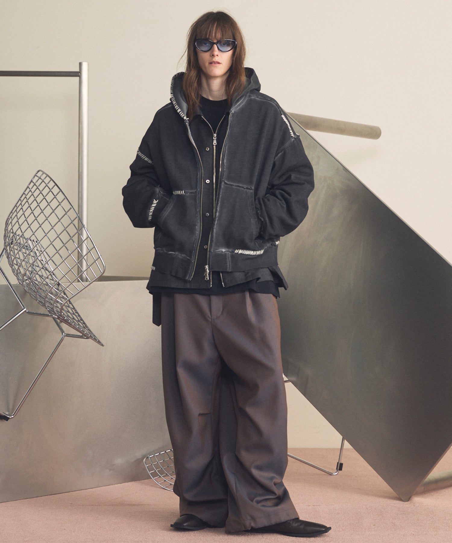【26SS PRE-ORDER】4 Colors Chambray Washable Wool Prime-Wide Snow Pants