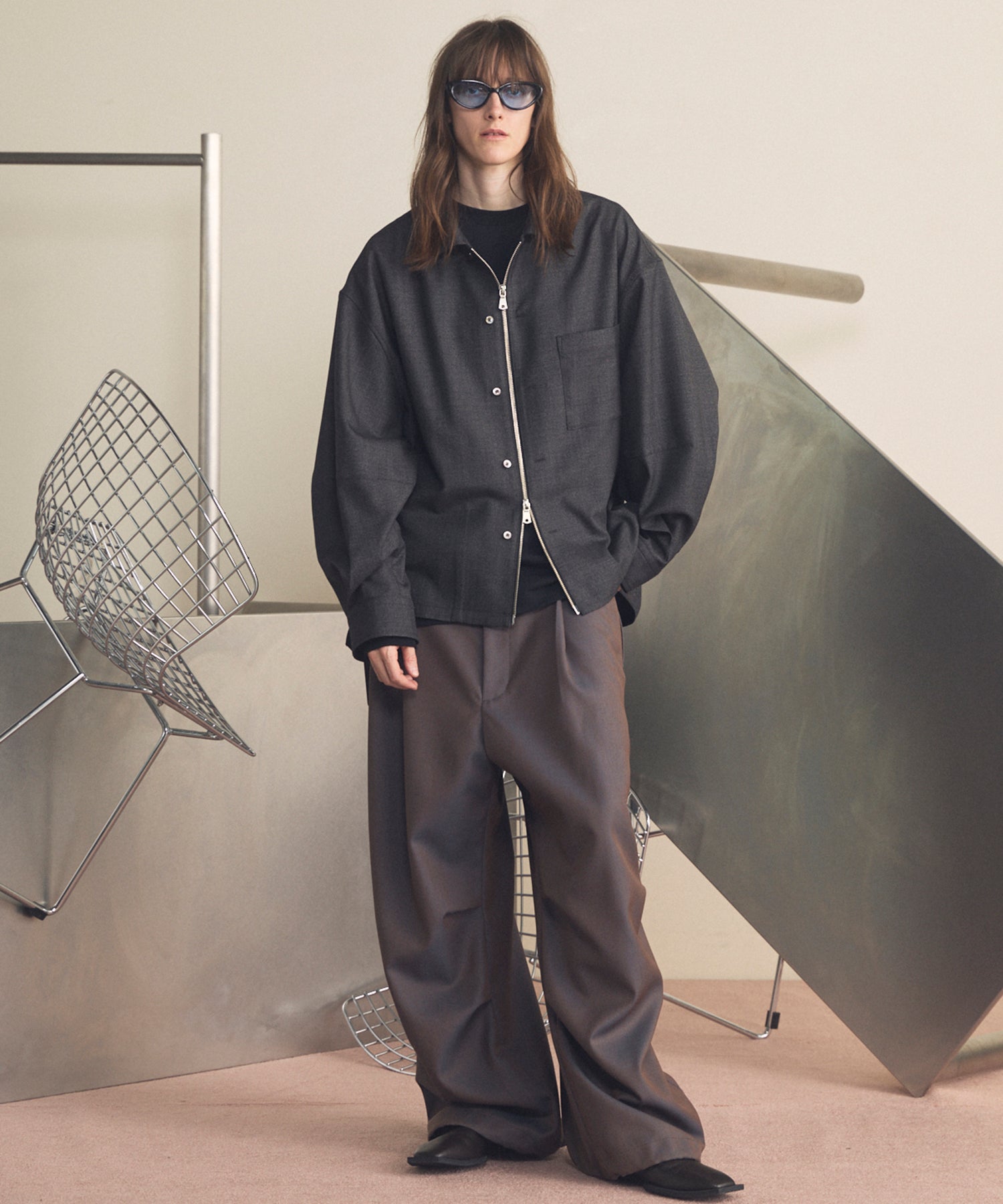 【26SS PRE-ORDER】4 Colors Chambray Washable Wool Prime-Wide Snow Pants