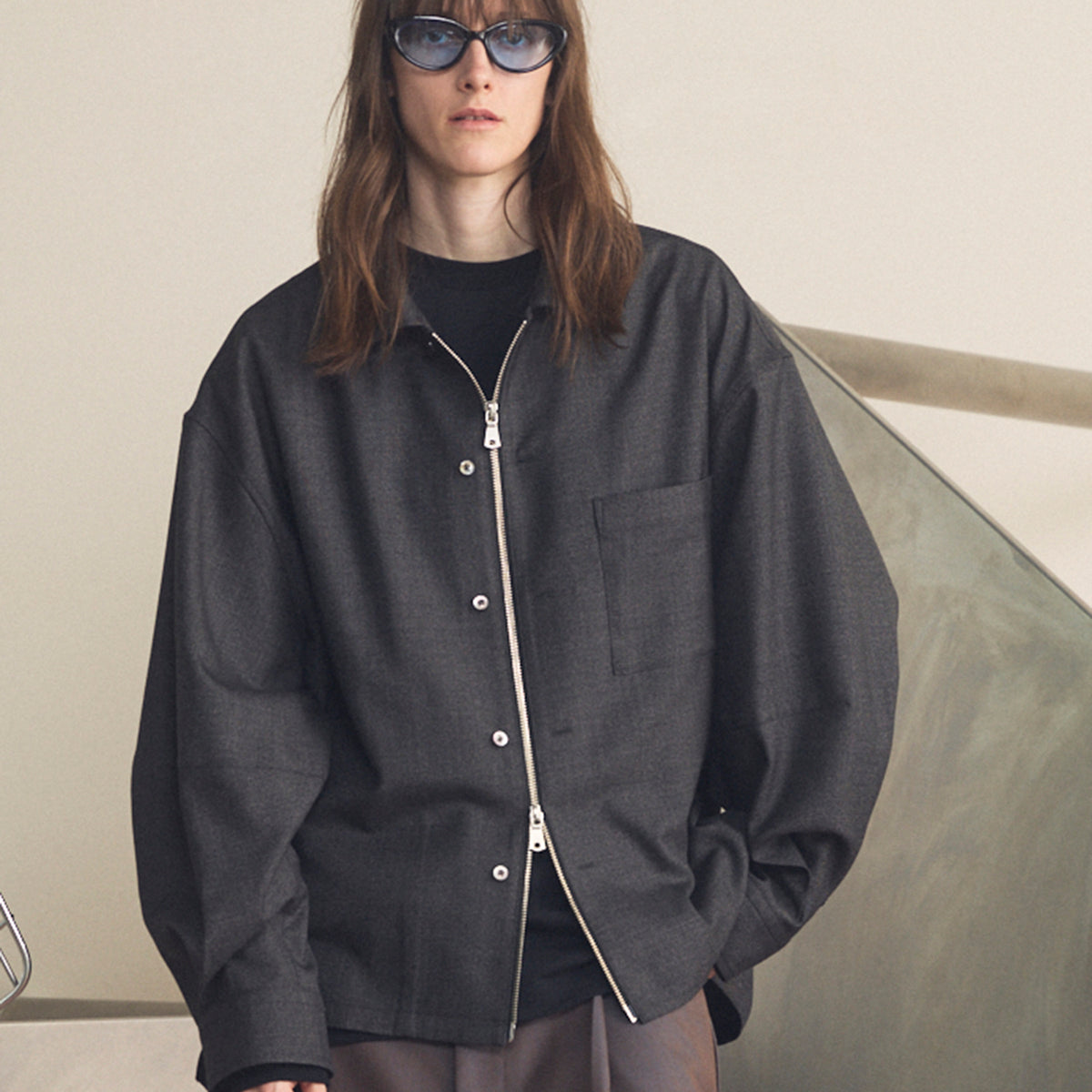 26SS PRE-ORDER】NISHIKAWA KEORI Prime-Over Wool ZIP Shirt