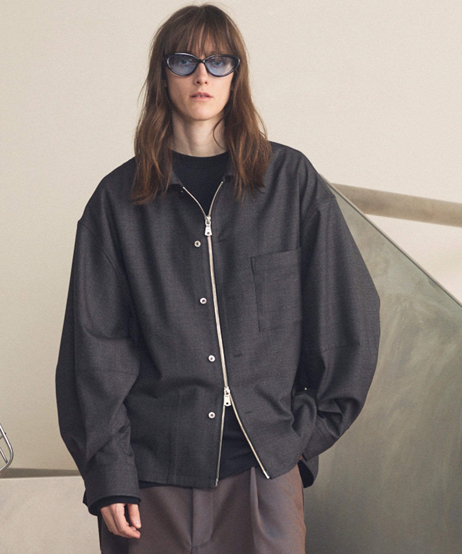 4 색 샹 브레이 세탁 가능한 양모 피크 라펠 더블 가슴 재킷