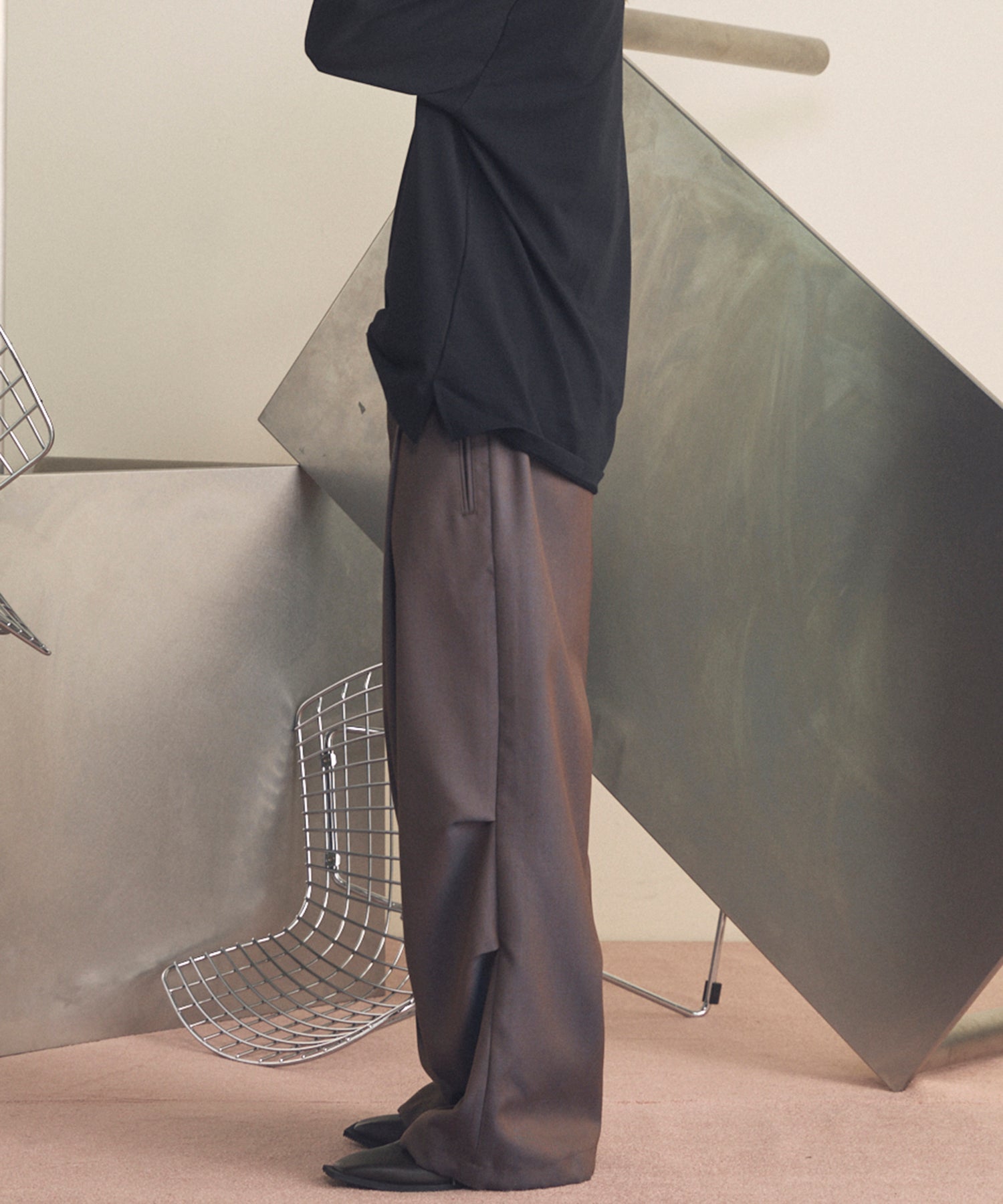 【26SS PRE-ORDER】4 Colors Chambray Washable Wool Prime-Wide Snow Pants